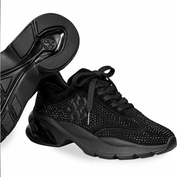 Tory Burch Good Luck Double T Logo Sneakers Perfect Black / Perfect Black 11M - Picture 3 of 8